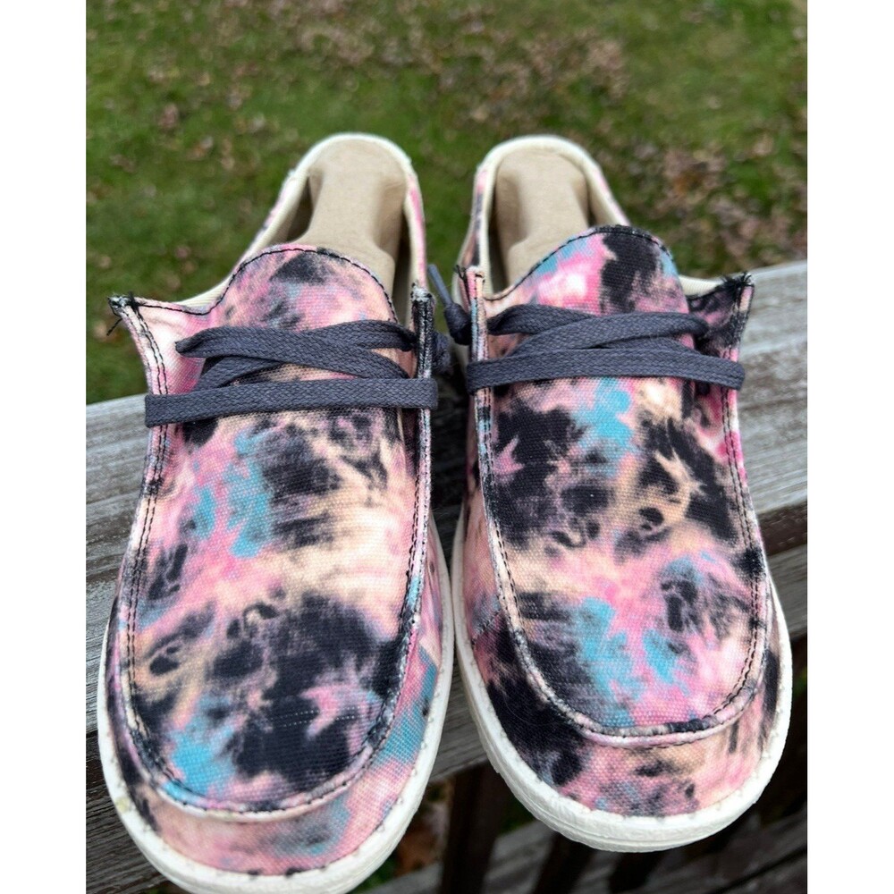 Hey Dude Wendy Tie Dye Navy Pink Canvas Slip On Shoes Womens Size 6 New no box
